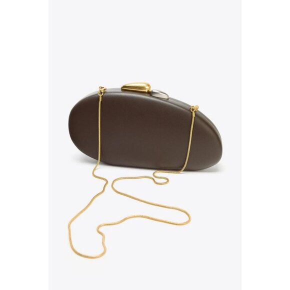 ZARA METALLIC CLOSURE CLUTCH - Picture 1 of 5
